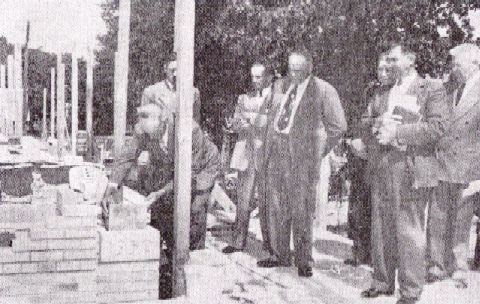 Laying the cornerstone, ca1950