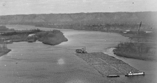 Log Barge, Mississippi River near Lansing, Iowa