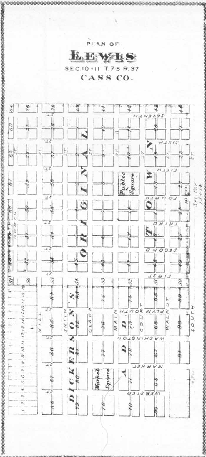 1875 Lewis Iowa Plat Map, Cass County, Iowa