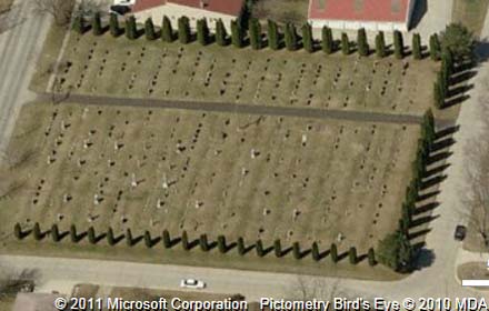 Birds-eye view of St. Paul's Lutheran Cemetery, Monona, Iowa