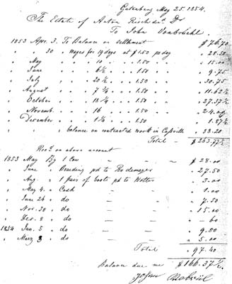 Wages due To John Vonbruehl from the Estate of Anton Risch