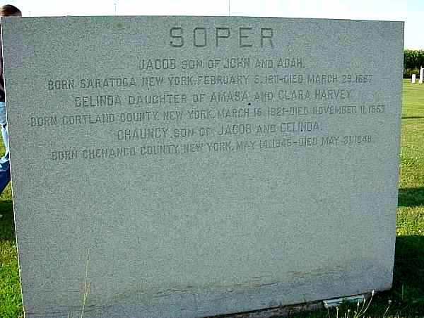 Jacob Soper and Celinda Harvey Soper Gravestone