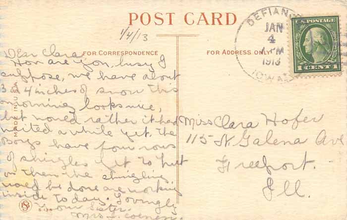 Dutch Greetings, Defiance, Iowa Postcard Back