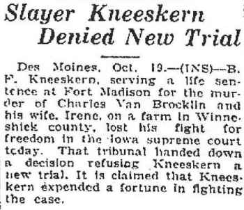 Van Brocklin Murder Waterloo Evening courier, Waterloo, Iowa Tuesday Oct. 19, 1926